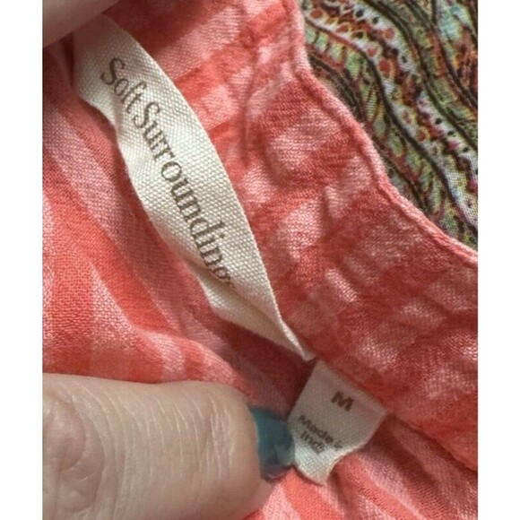 Soft surroundings MEDIUM shirt M pockets tunic beach 100% cotton - Picture 6 of 10